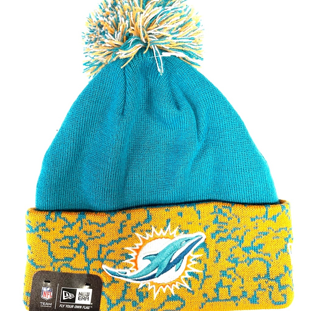 New Era NFL Miami Dolphin Cuffed Elephant Print Knit